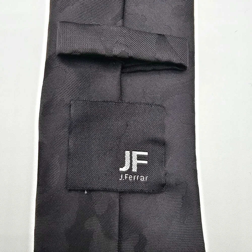 JF J.Ferrar Black Slim Tie 2.5” Narrow Neck Tie Polyester Men